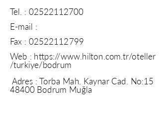Susona Bodrum Lxr Hotels & Resorts iletiim bilgileri